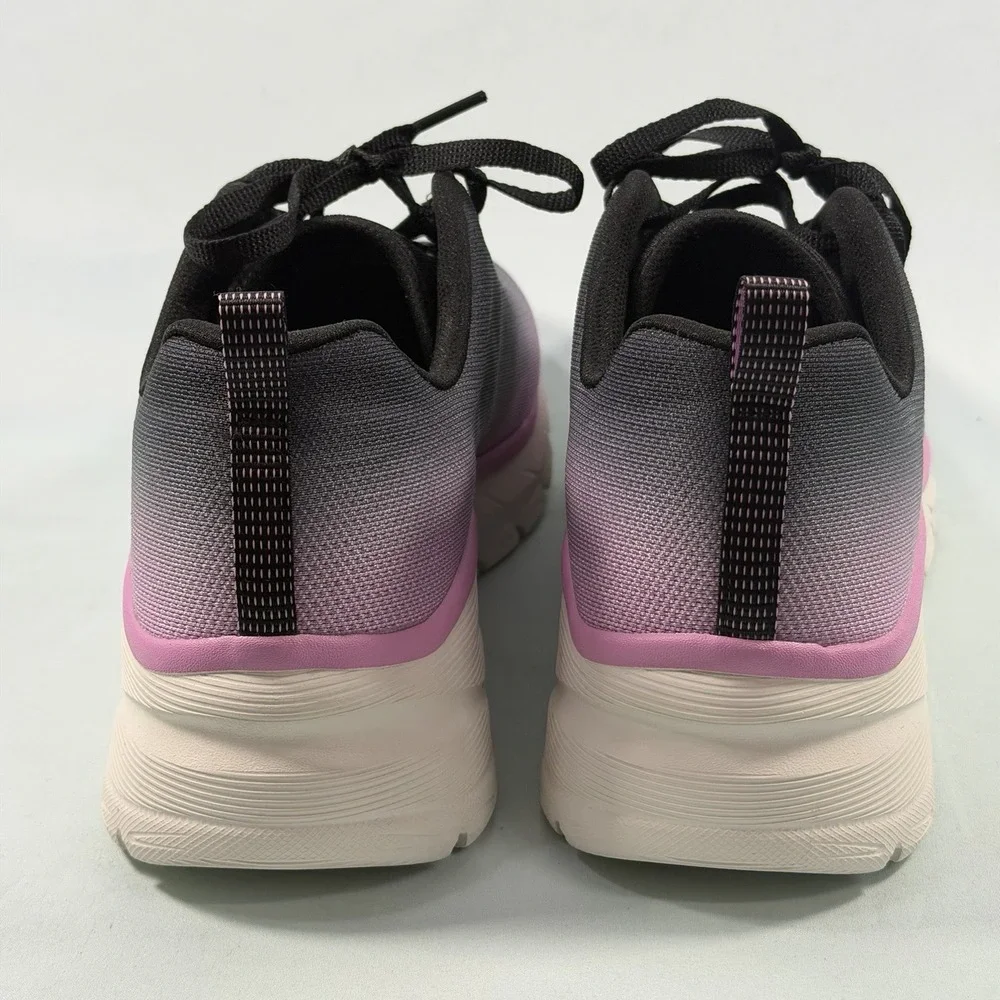 Skechers Womens Size-11 Fashion Fit Build Up Black Pink Lite Weight Sneakers New
